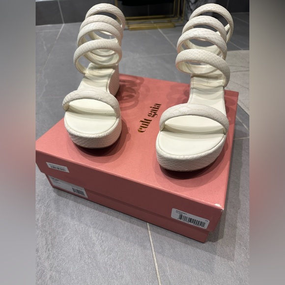 Cult Gaia Gabi snake embossed leather wrap sandals - Picture 7 of 9